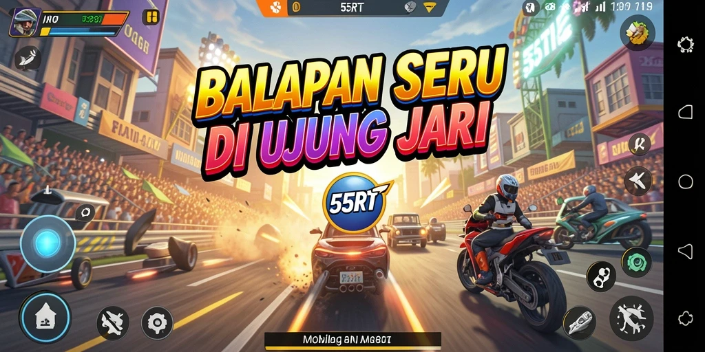 Gameplay Racing yang mendebarkan dan menantang di 55RT.