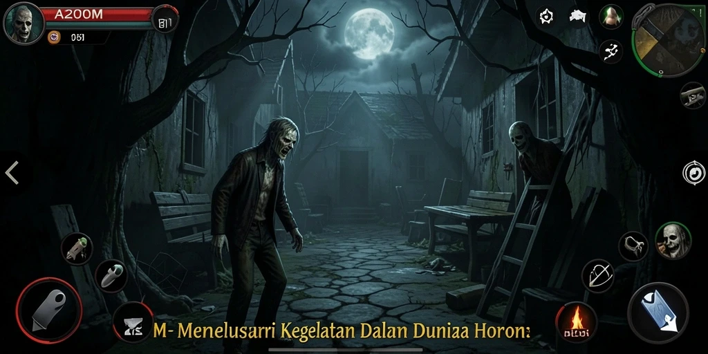 Gameplay A200M yang menegangkan dalam suasana horor.