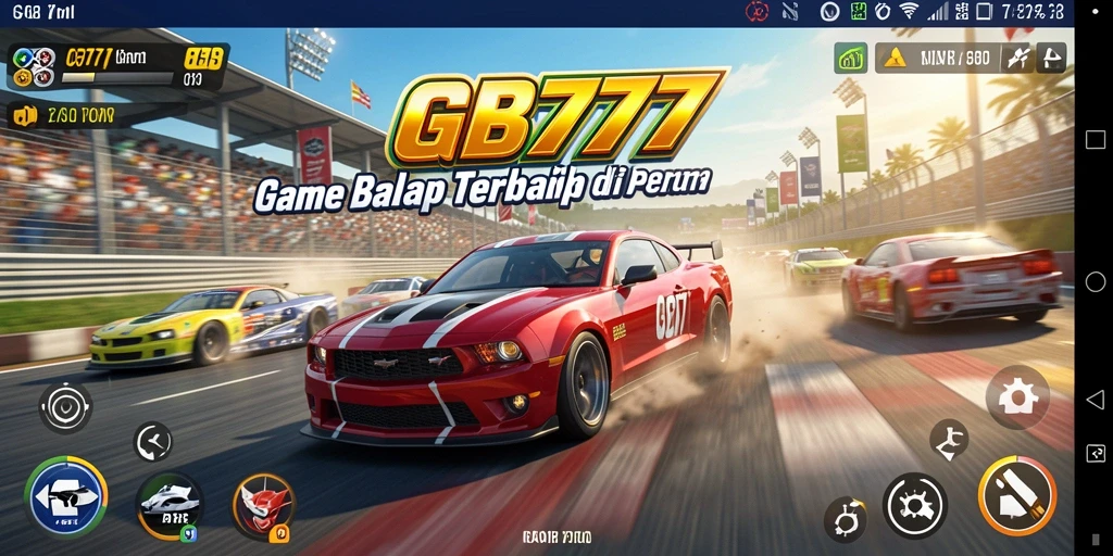 Screenshot gameplay menunjukkan aksi balap mendebarkan di trek yang menantang.