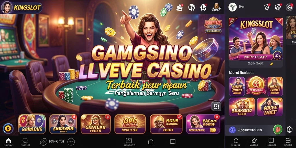 Screenshot gameplay KINGSLOT yang menunjukkan dealer langsung dan interaksi pemain.