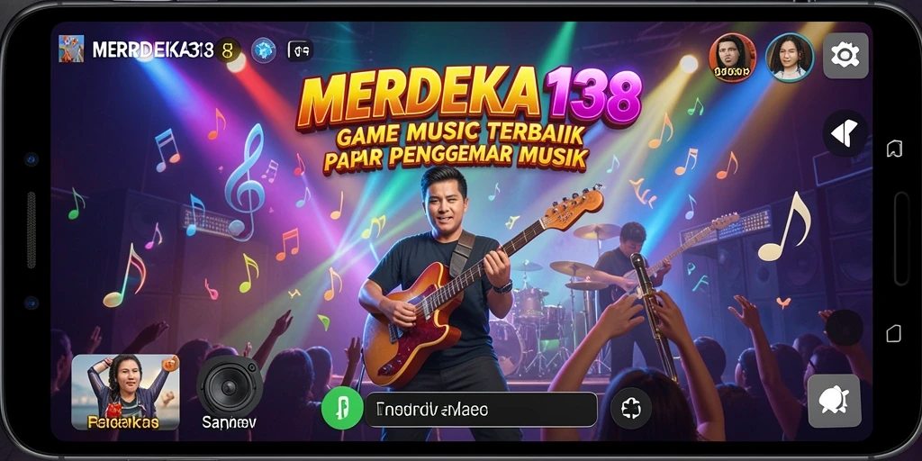 Screenshot menunjukkan tampilan gameplay seru MERDEKA138 dengan berbagai lagu.
