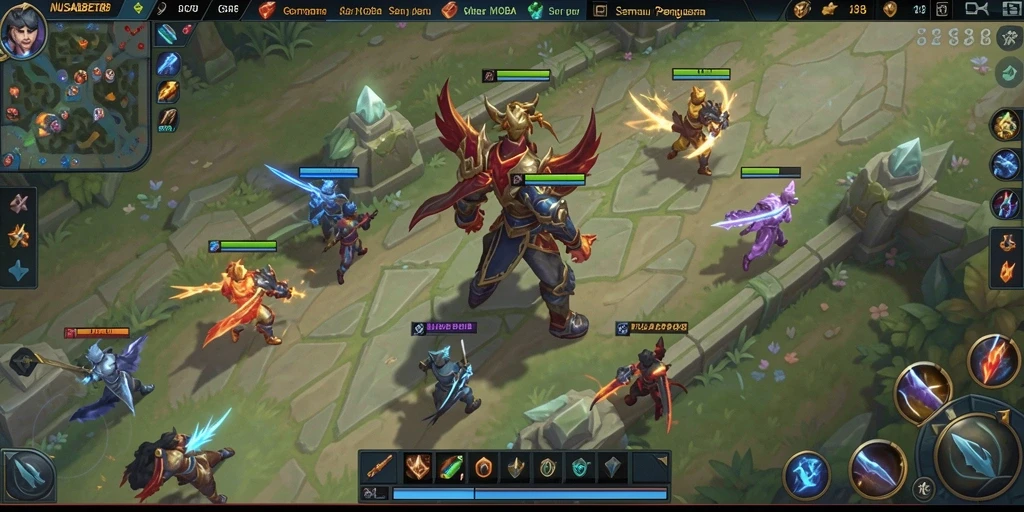 Tampilan gameplay seru NUSABET88 dengan aksi karakter di medan perang.