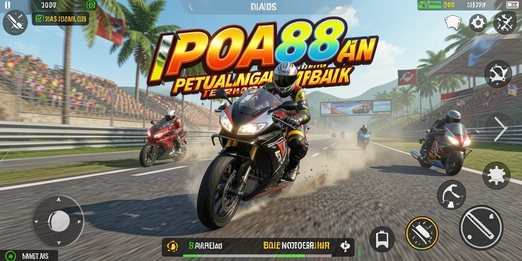 Gameplay POA88 yang intens dan menegangkan dalam balapan motor.