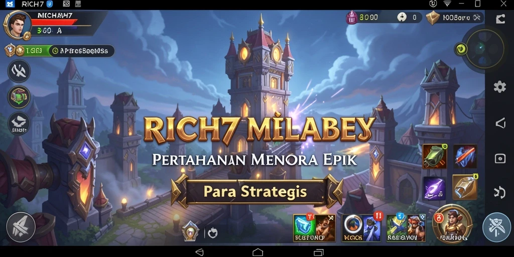 Tampilan memukau dari gameplay RICH7 yang menegangkan di dunia Tower Defense.