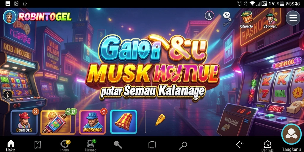 Tampilan gameplay <strong>ROBINTOGEL</strong> yang menarik dengan fitur musik interaktif.