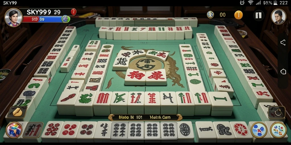 Gameplay SKY99 menunjukkan aksi seru saat bermain Mahjong.