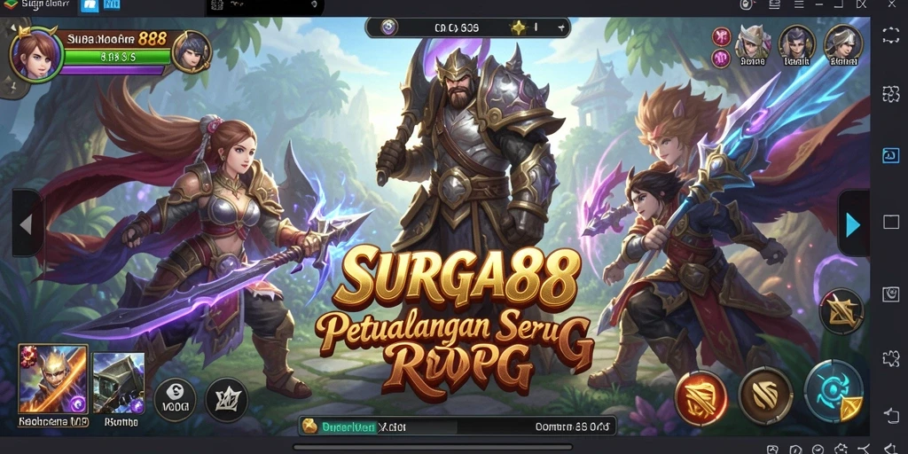 Screenshot menunjukkan aksi pertempuran epik dalam SURGA88.